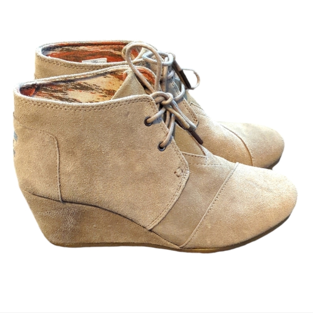 Sz 8 Toms Suede Wedges Boot